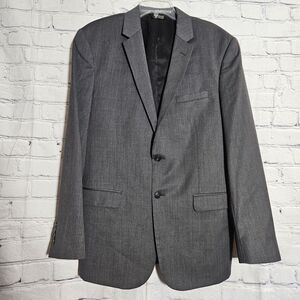 Jos A Bank Blazer Jacket Mens 44L Solid Gray Two Button Wool Slim Fit Traveler's